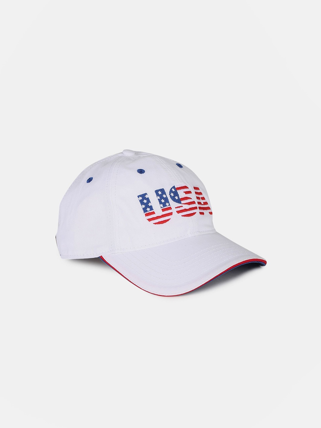 

U S Polo Assn Men White & Red Embroidered Baseball Cap