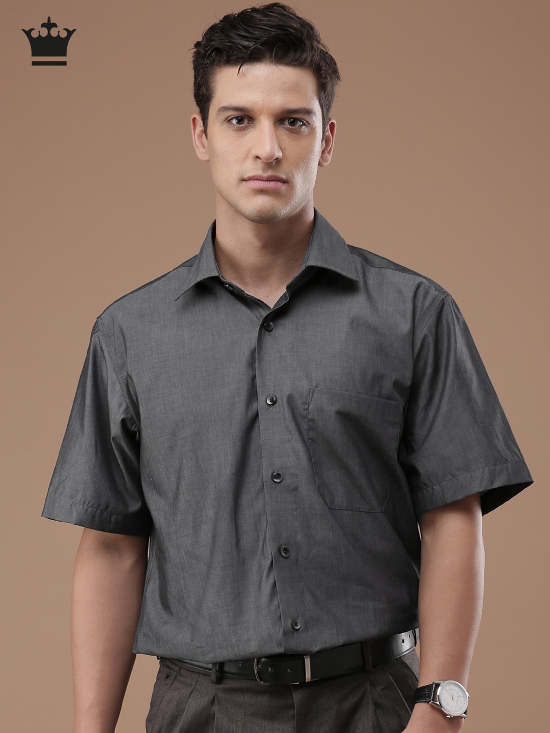 

Louis Philippe Men Grey Regular Fit Solid Formal Shirt
