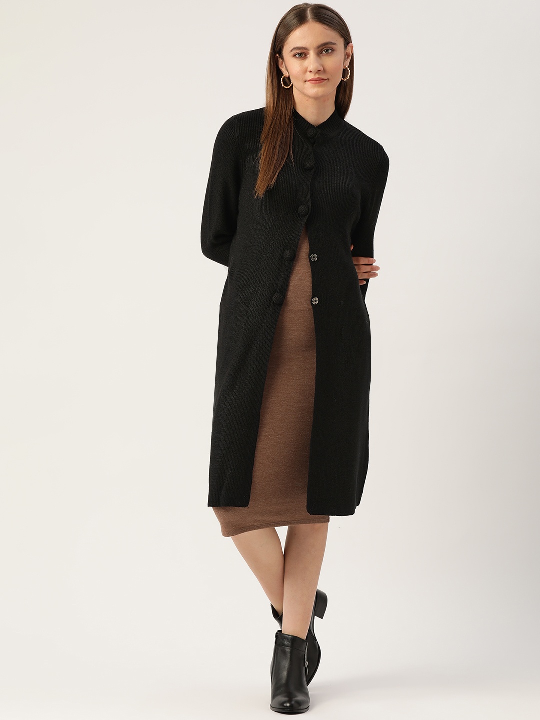 

APSLEY Women Black Longline Cardigan