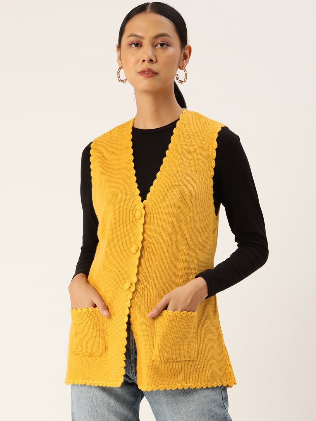 

APSLEY Women Mustard Cardigan