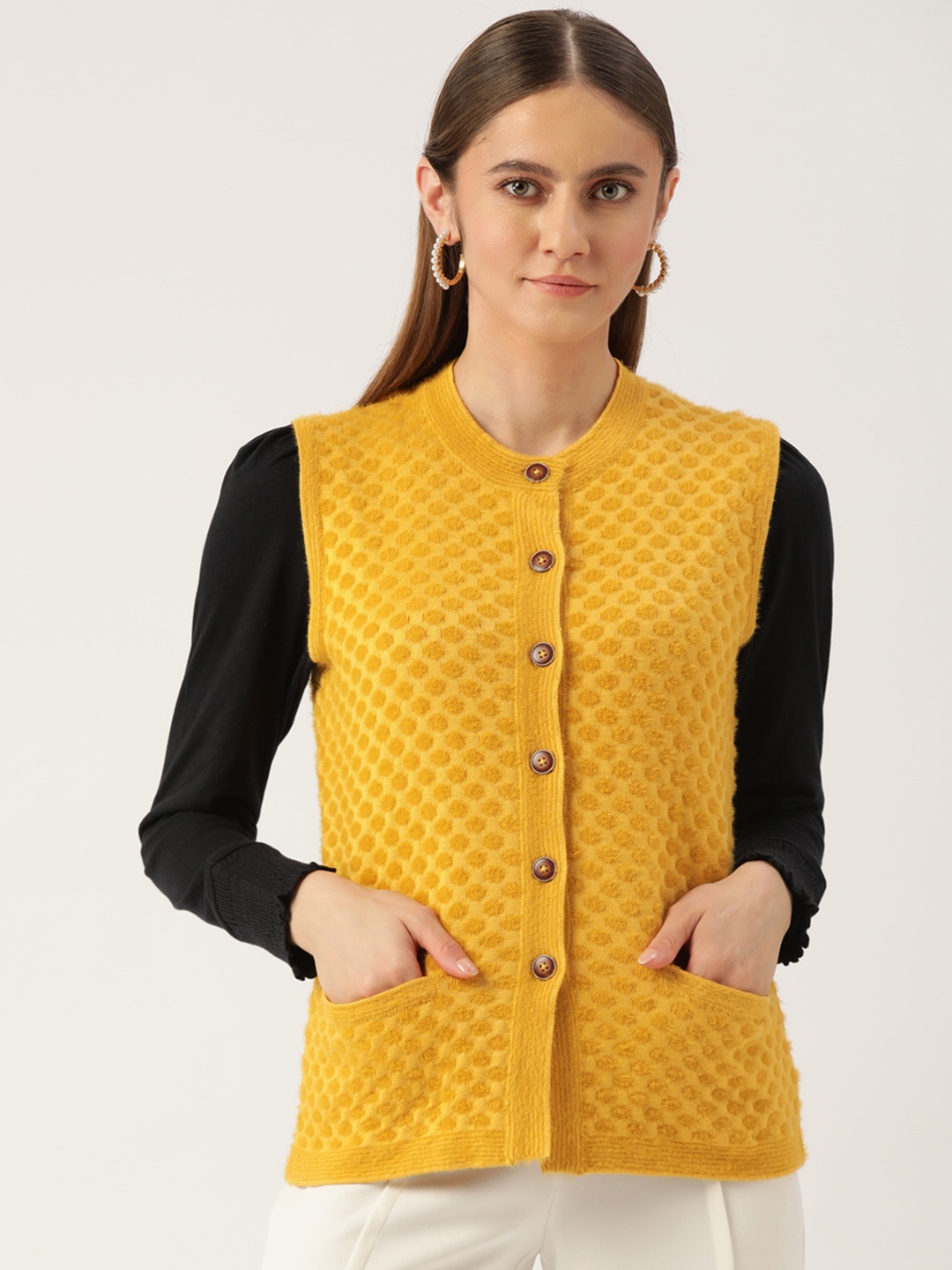 

APSLEY Women Mustard Cardigan