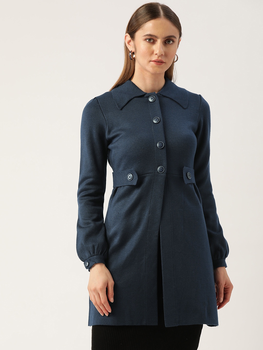 

APSLEY Women Navy Blue Longline Cardigan