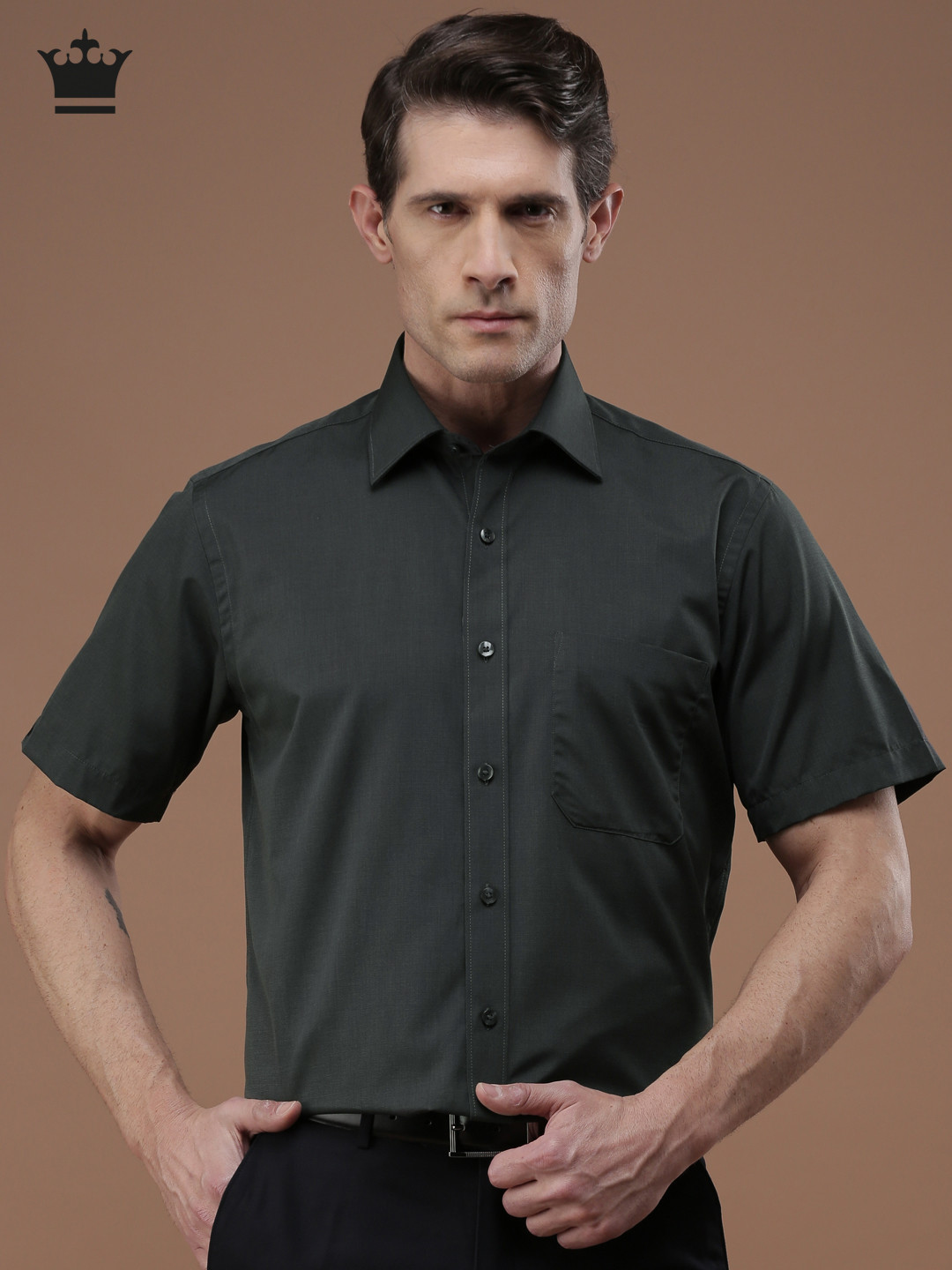 

Louis Philippe Men Black Classic Regular Fit Solid Formal Shirt