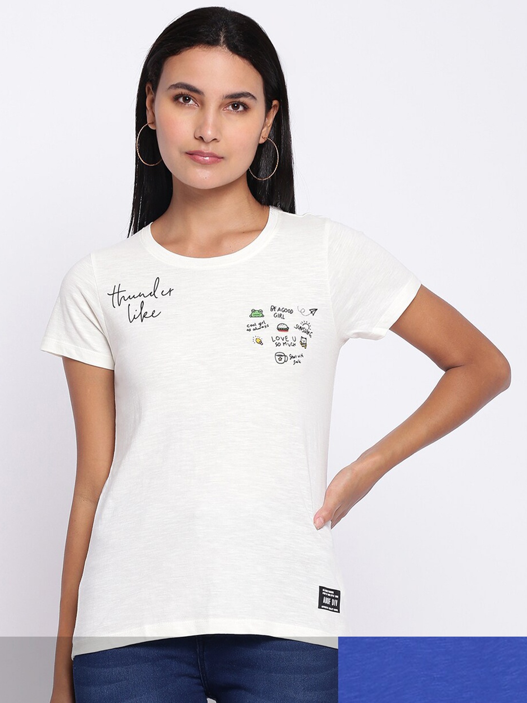 

abof Women Pack of 2 Blue & White Printed T-shirt