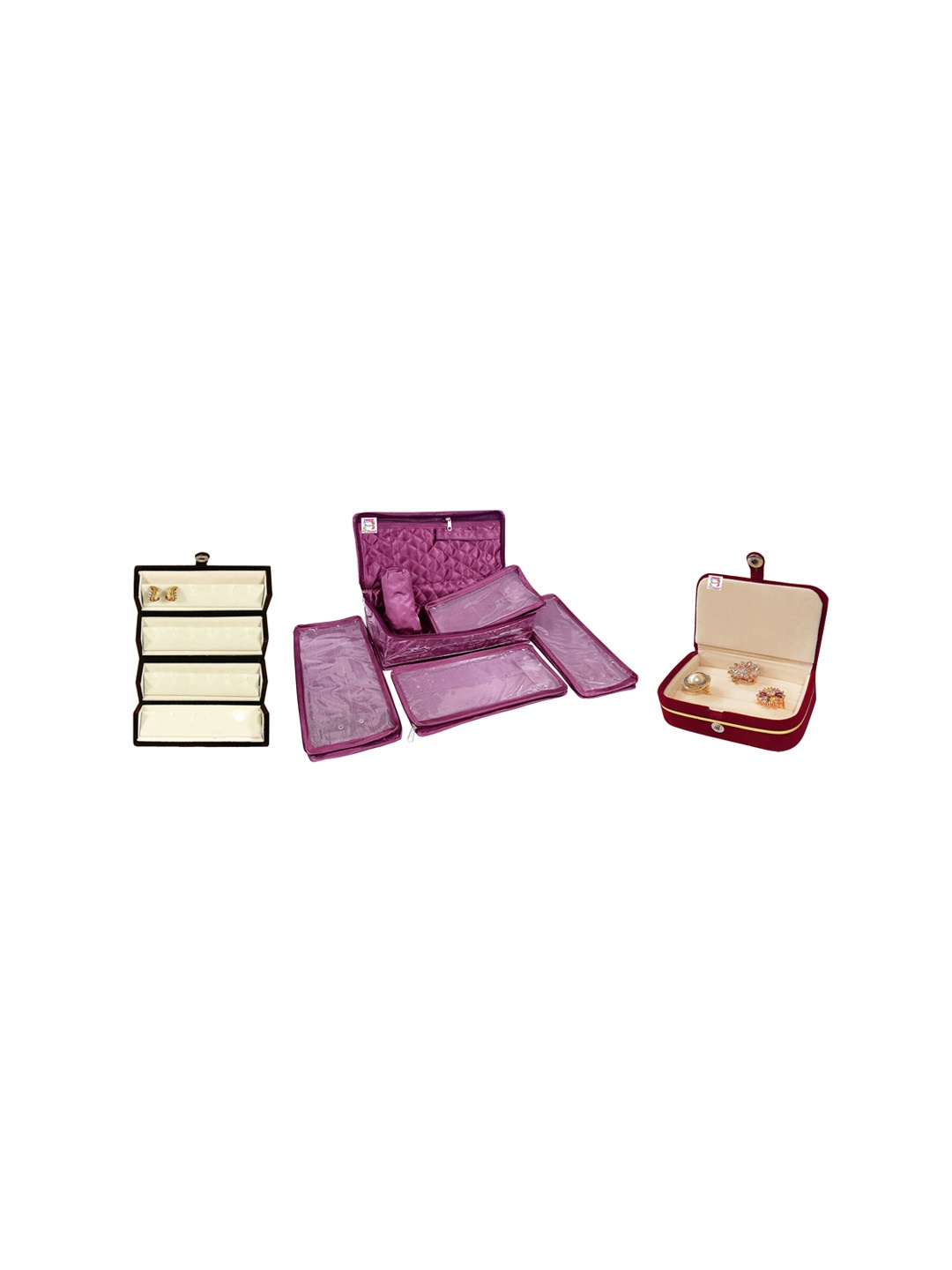 

atorakushon Set Of 2 Solid Jewellery Oraganizer Necklace Kit Pouch, Purple