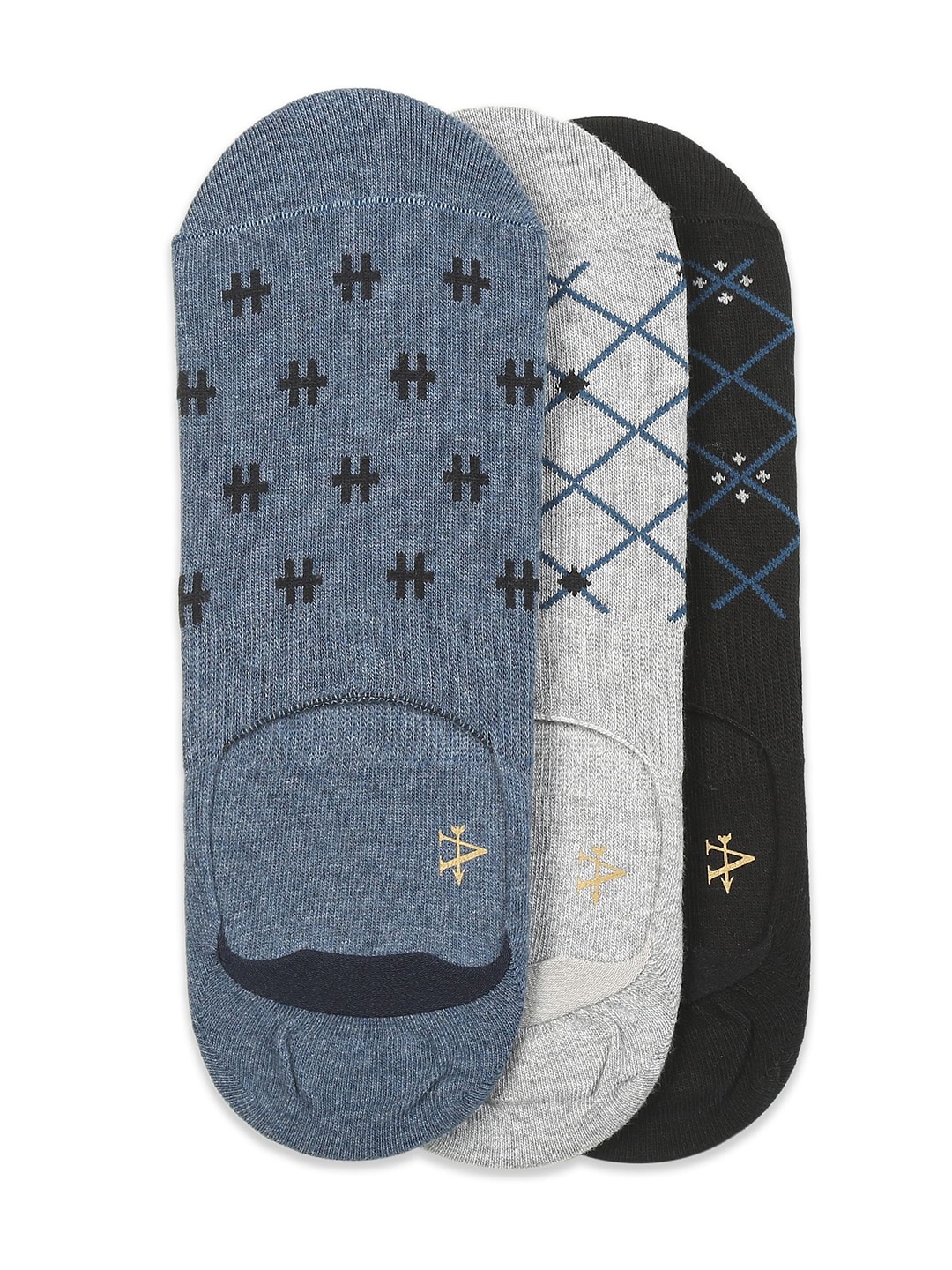 

Arrow Men Pack Of 3 Patterned Shoe Liners Socks, Blue