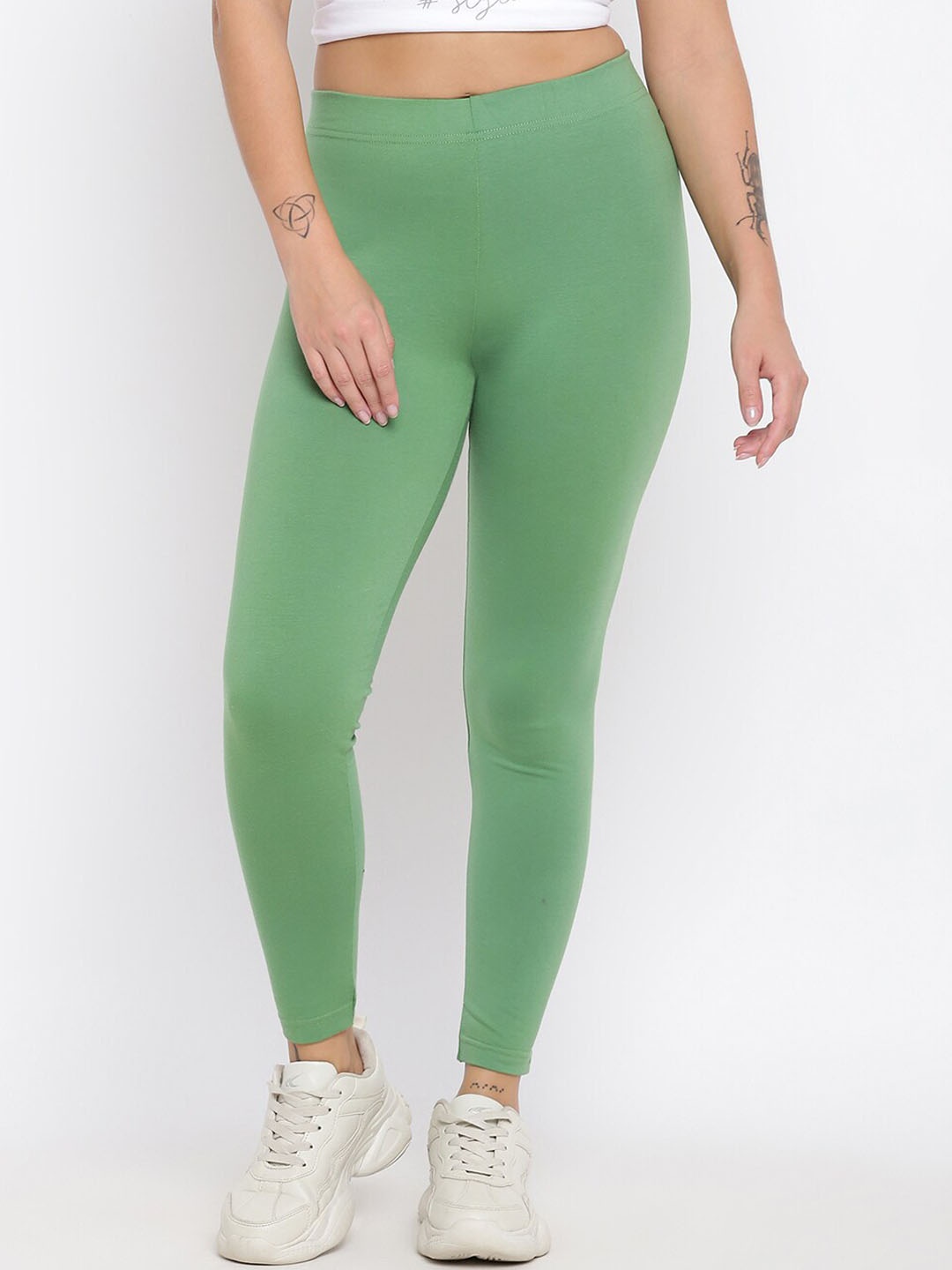 

abof Women Green Solid Ankle-Length Tights