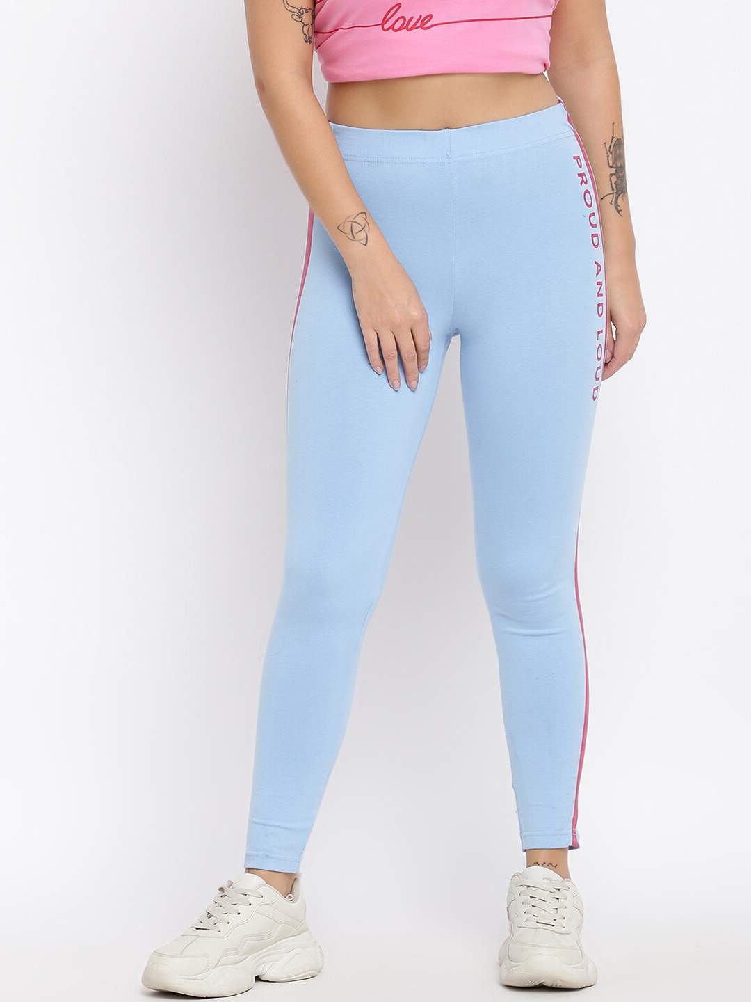 

abof Women Blue Solid Ankle Length Tights