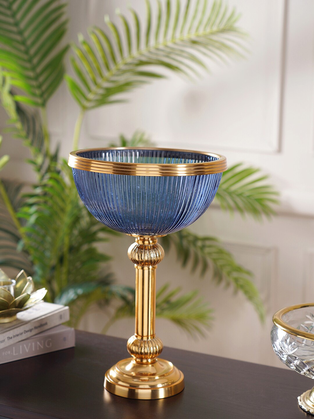 

Pure Home and Living Blue Textured Hurricane Candle Holder