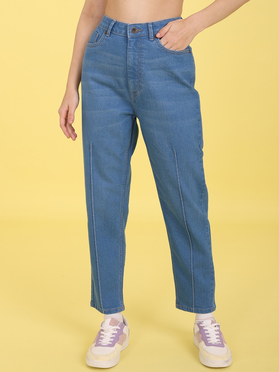 

Flying Machine Women Blue Mom Fit High-Rise Stretchable Jeans