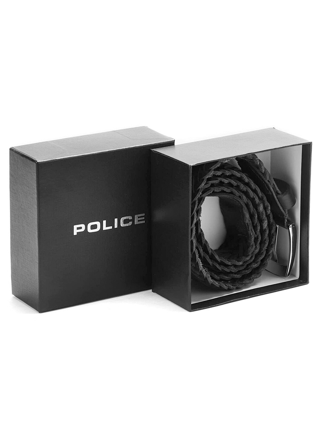 

Police Men Black Braided Leather Belt