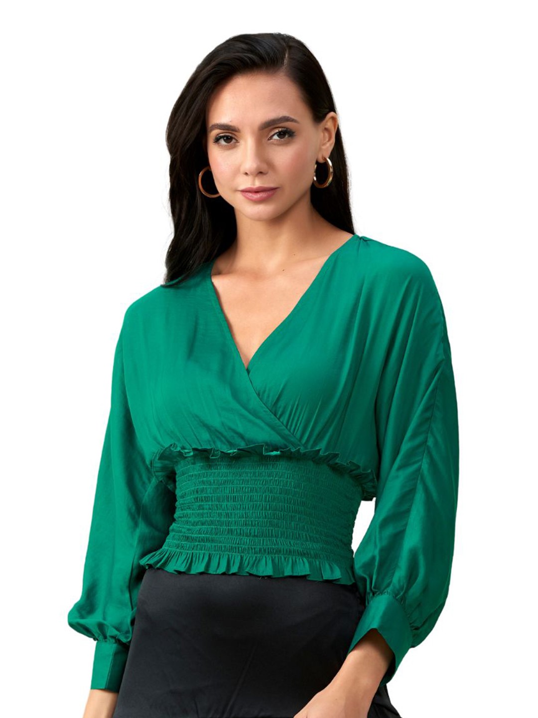

Style Island Green Wrap Top