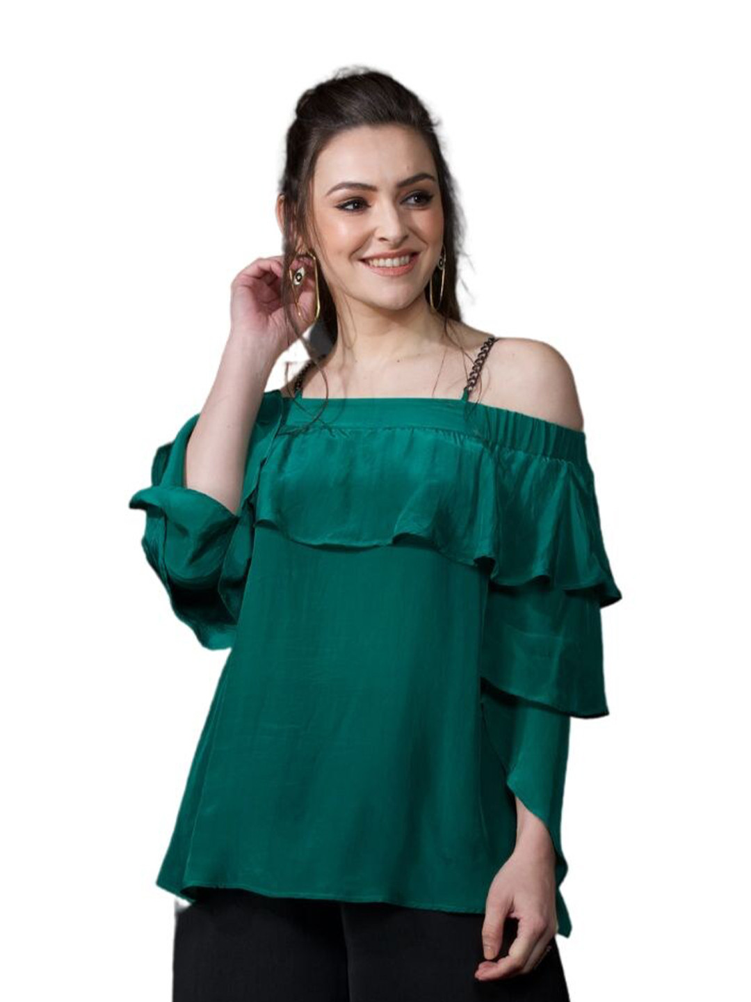 

Style Island Women Bardot Top, Green
