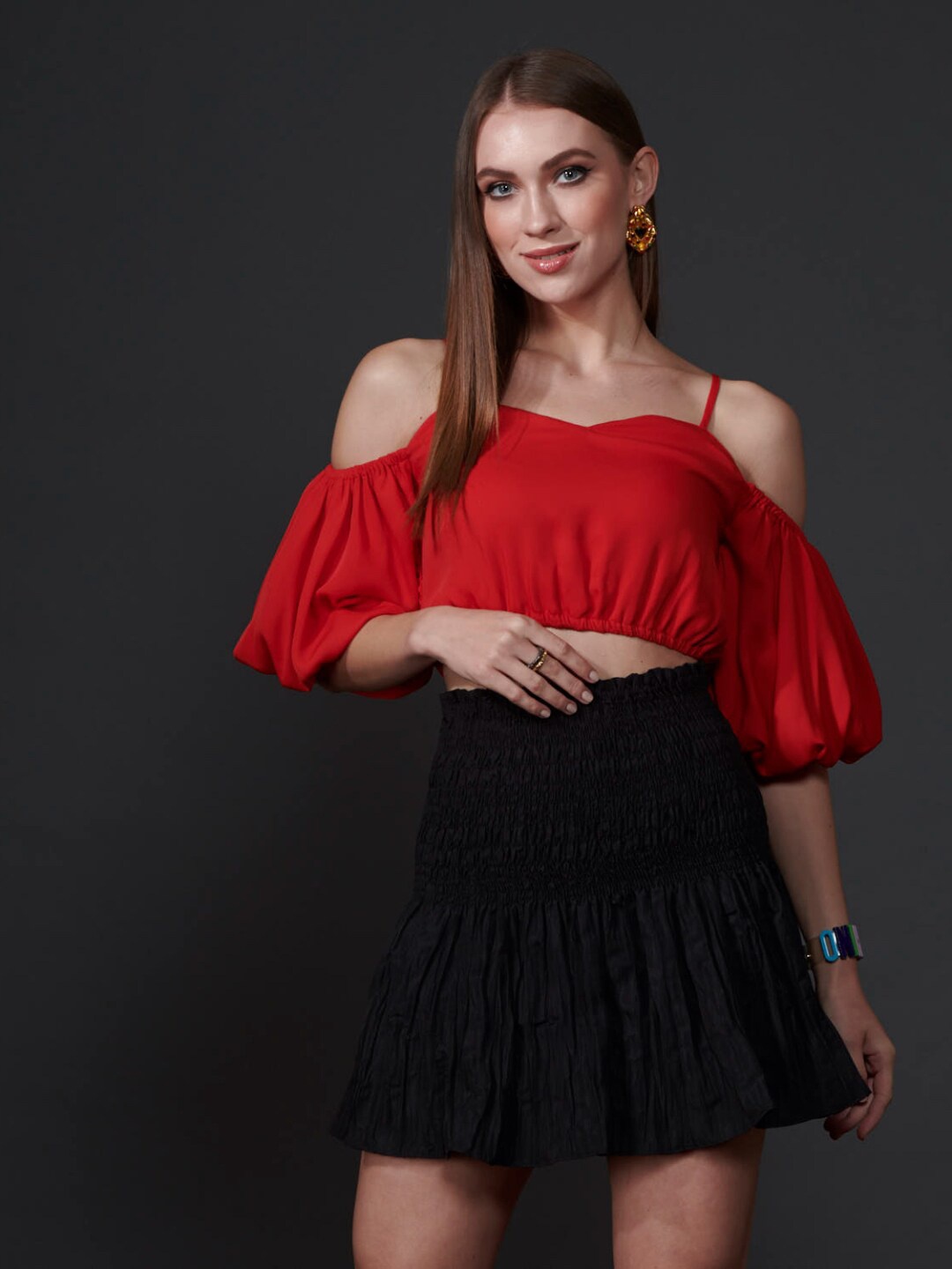 

Style Island Women Red Bardot Top