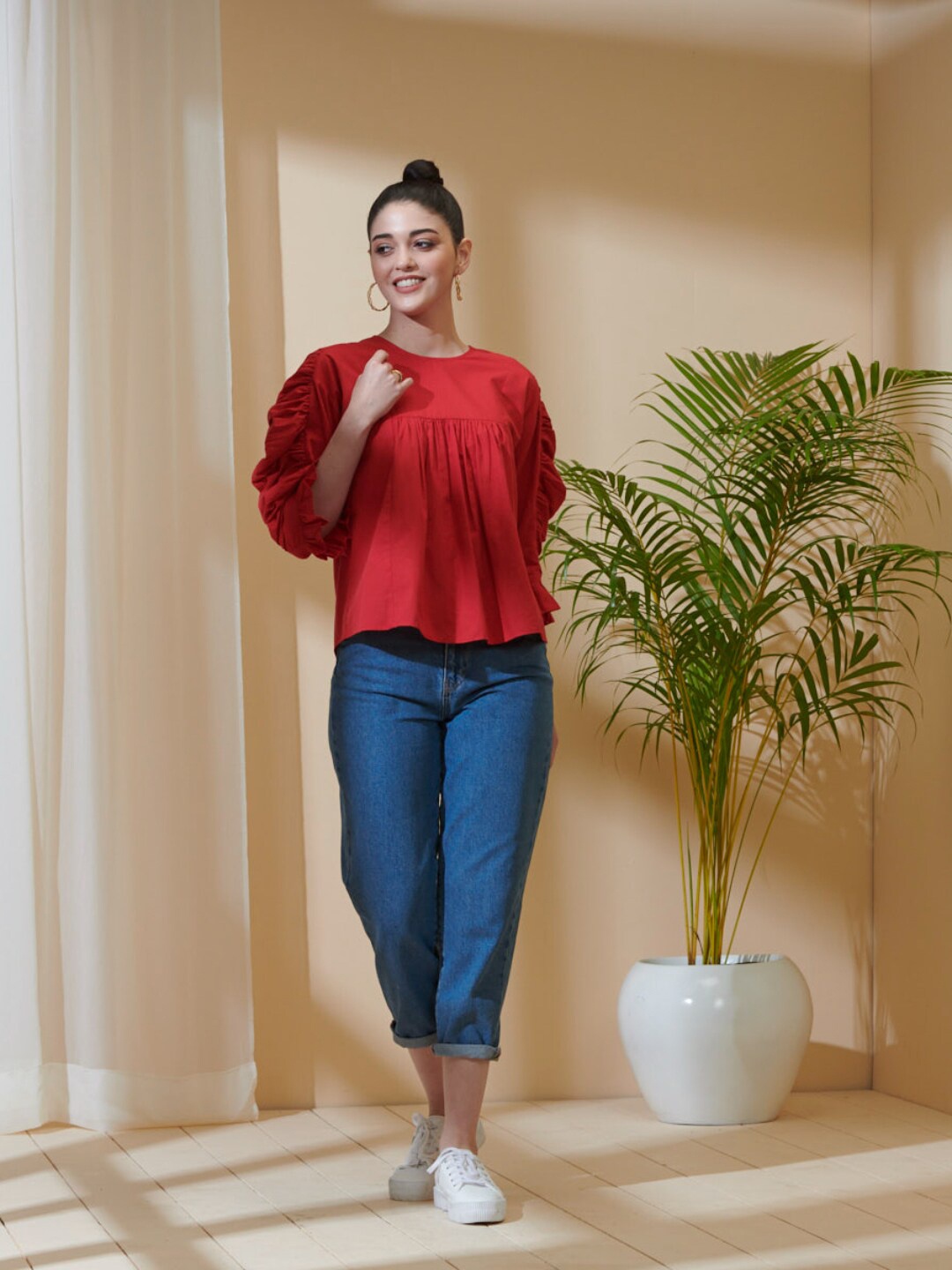 

Style Island Women Red Ruffles Top