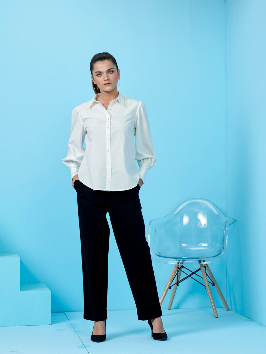 

Style Island Women White Pure Cotton Shirt Style Top