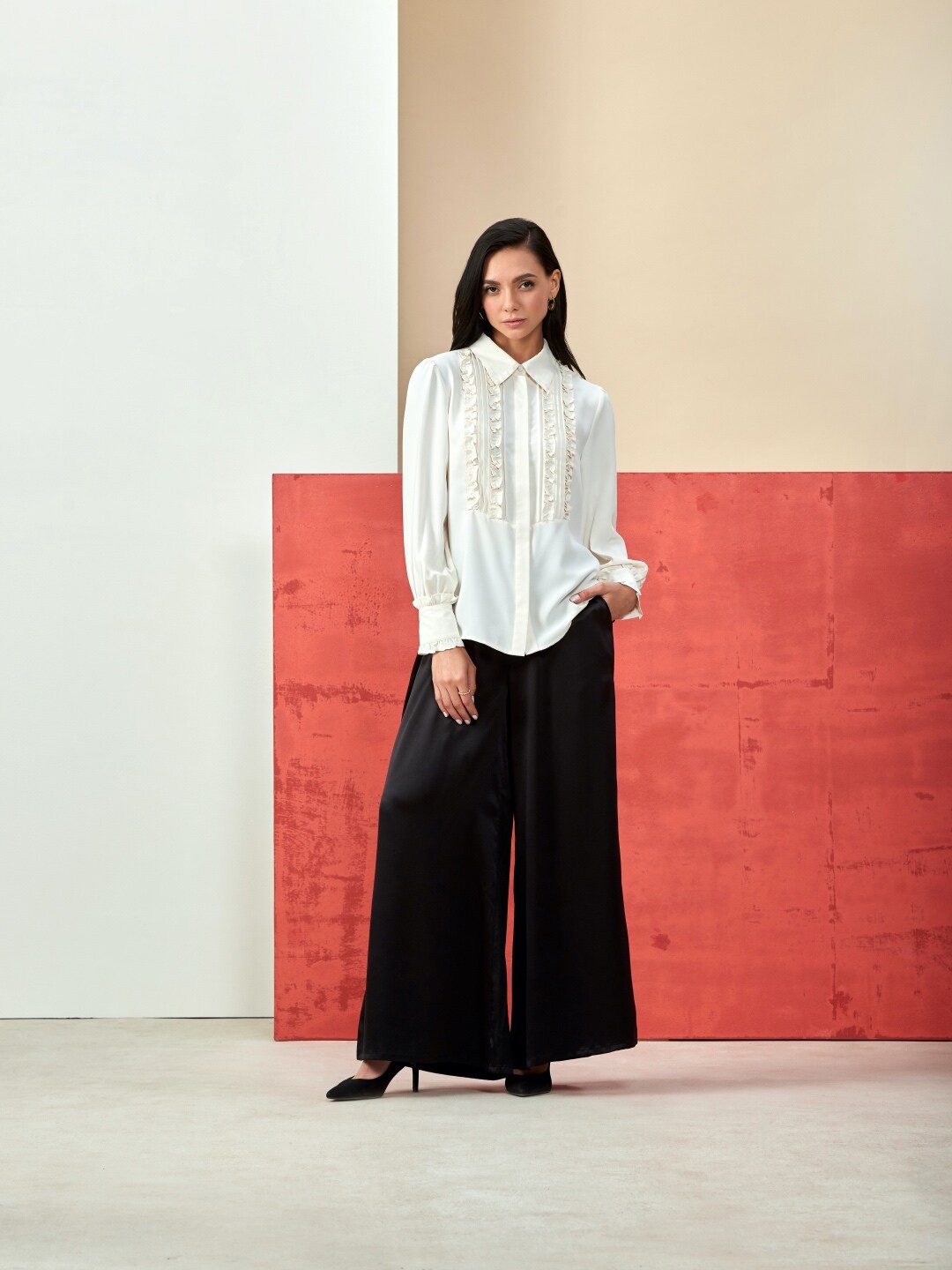 

Style Island Women White Ruffles Shirt Style Top