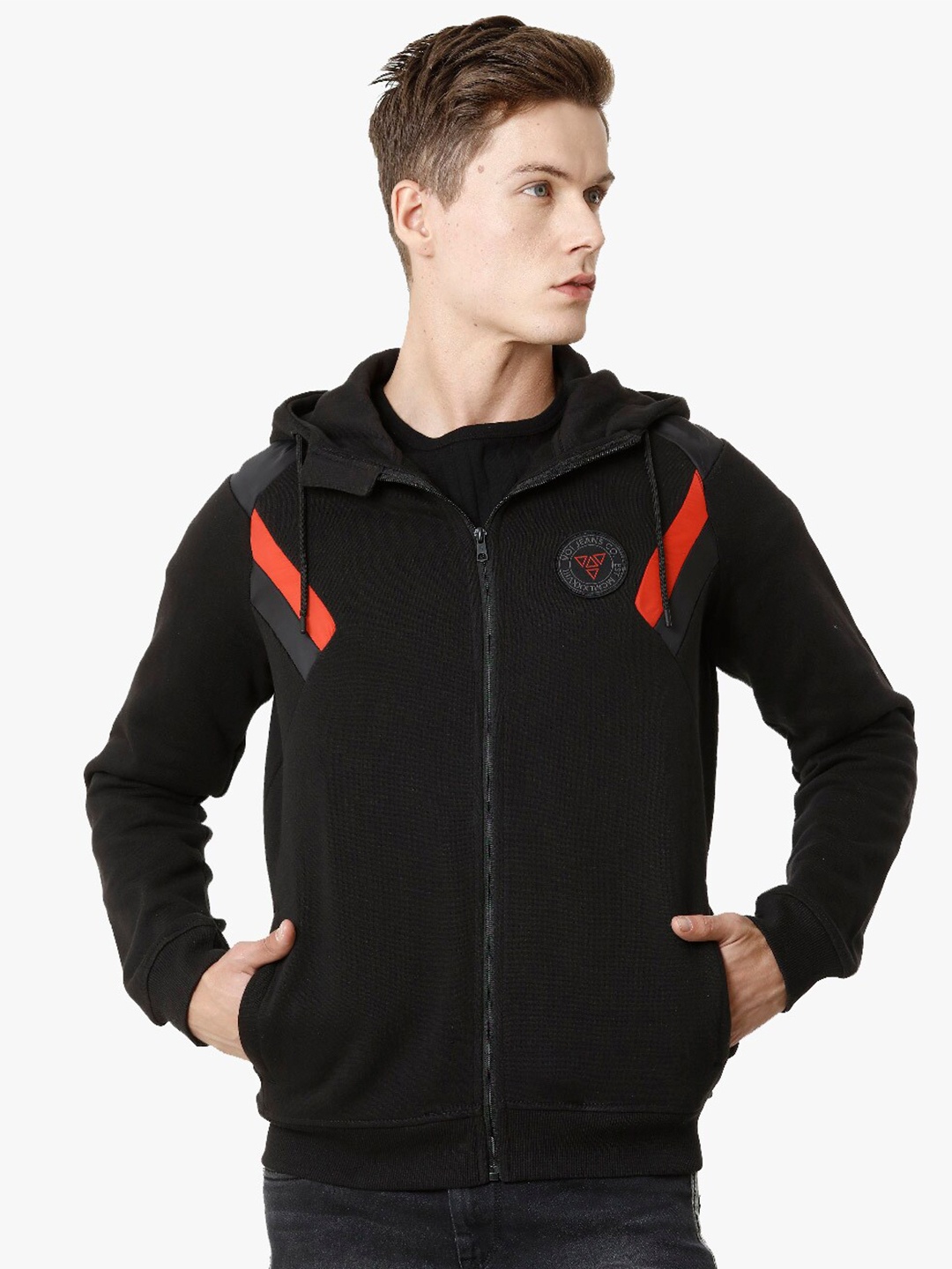 

Voi Jeans Men Charcoal Hooded Sweatshirt