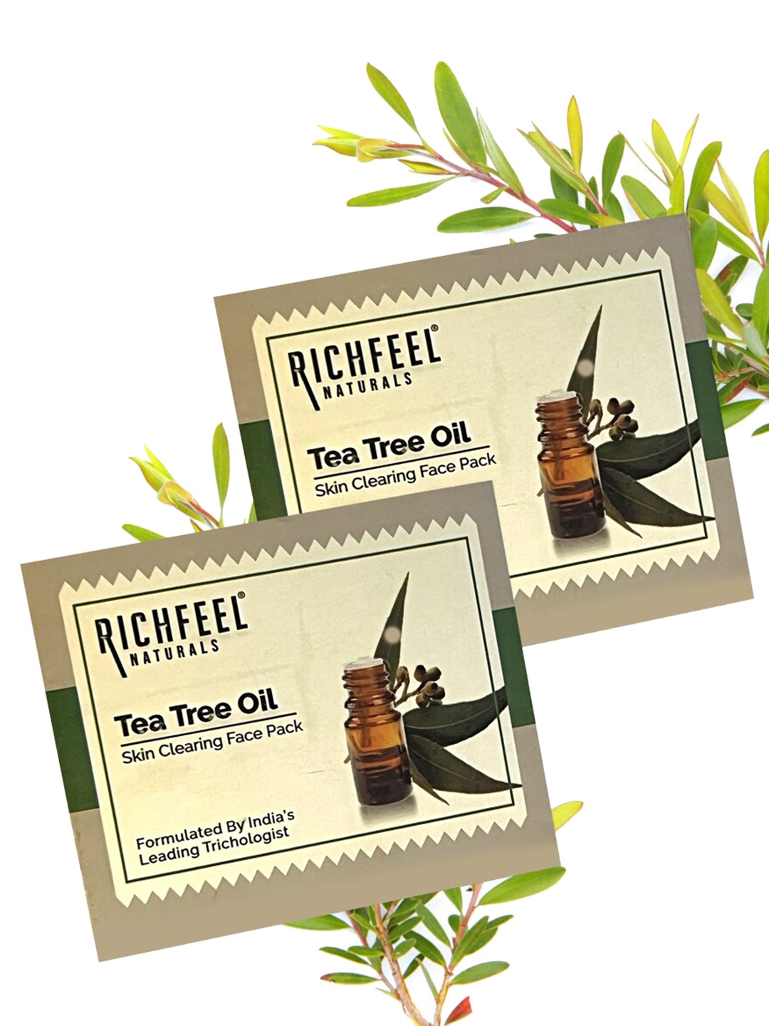 

Richfeel Set Of 2 Tea Tree Oil Skin Clearing Face Pack To Reduce Redness - 50g Each, Beige