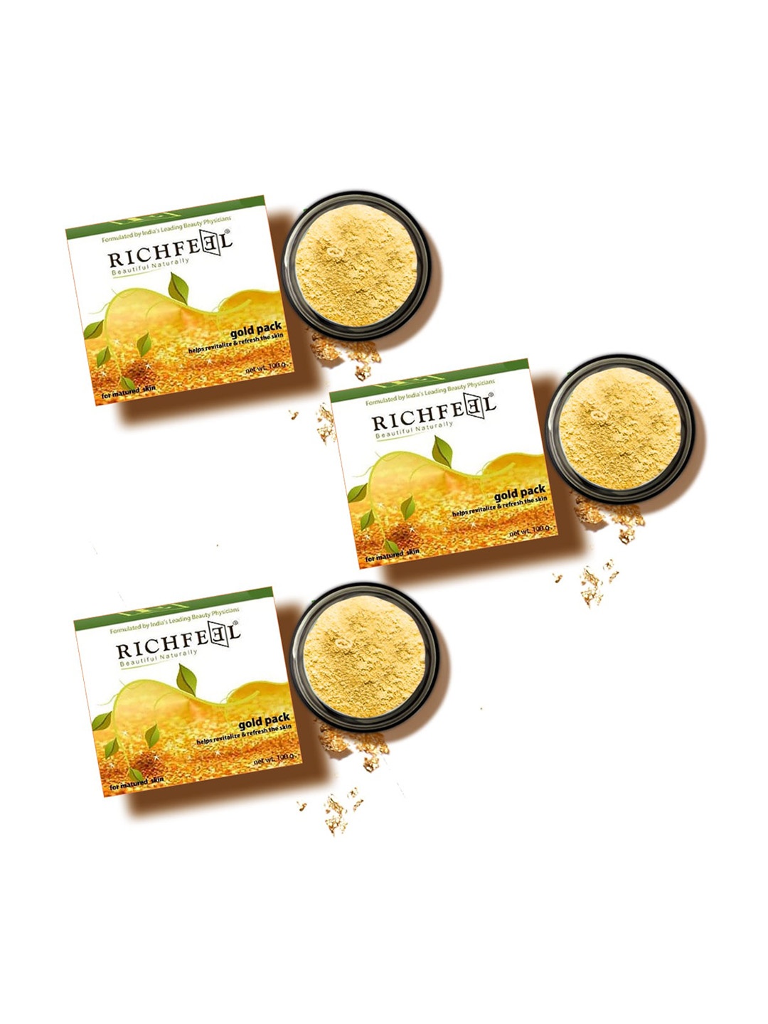 

Richfeel Set Of 3 Gold Face Pack for Fine Lines & Age Spots - 100g each