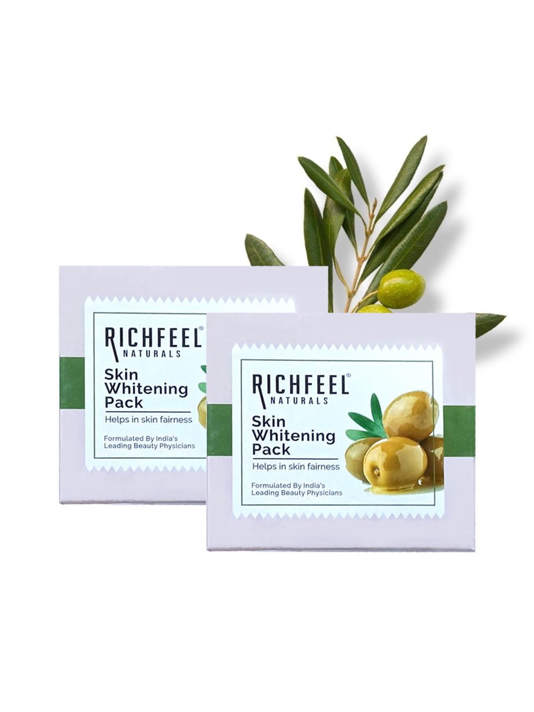 

Richfeel Set of 2 Skin Whitening Face Pack with Multani Mitti for All Skin Types-100g each, White