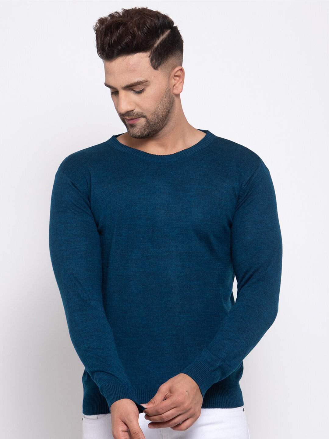 

Kalt Men Teal Round Neck Pullover