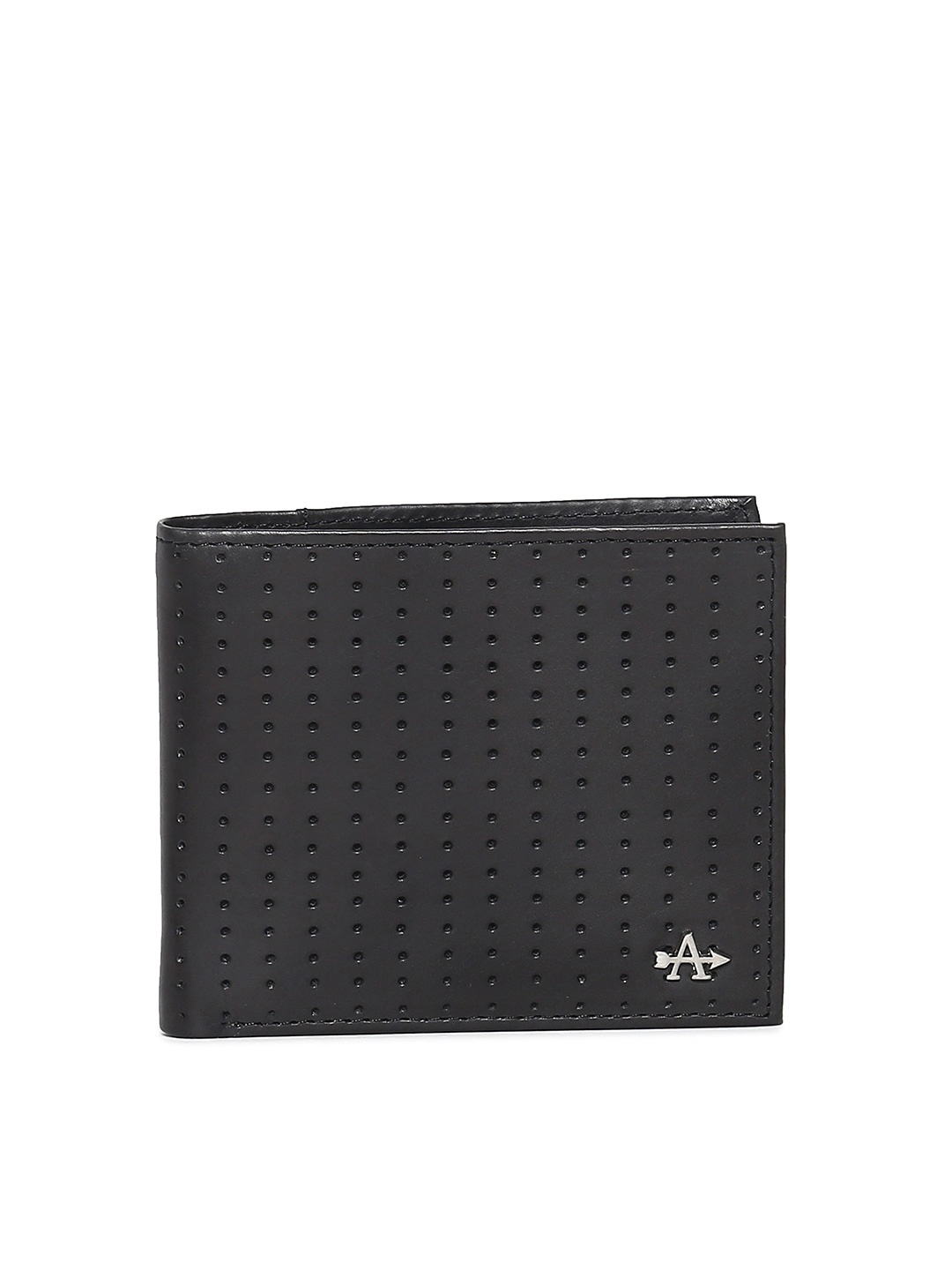 

Arrow Men Black Abstract Textured Leather Two Fold Wallet