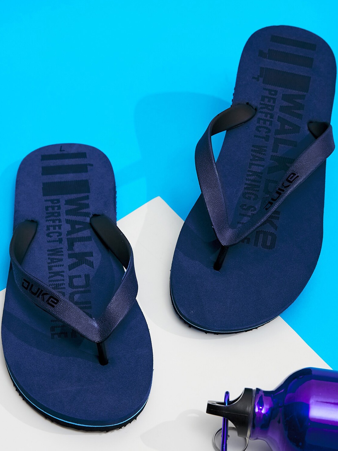 

Duke Men Printed Thong Flip-Flops, Navy blue