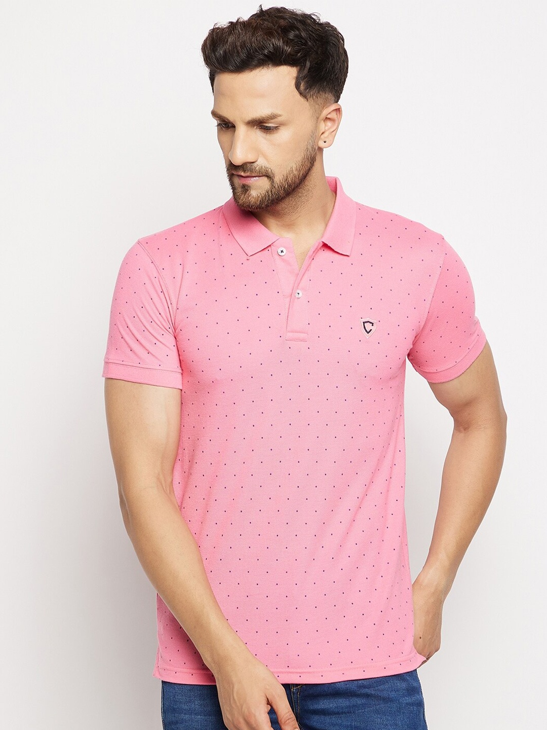 

Camey Men Pink Polo Collar T-shirt
