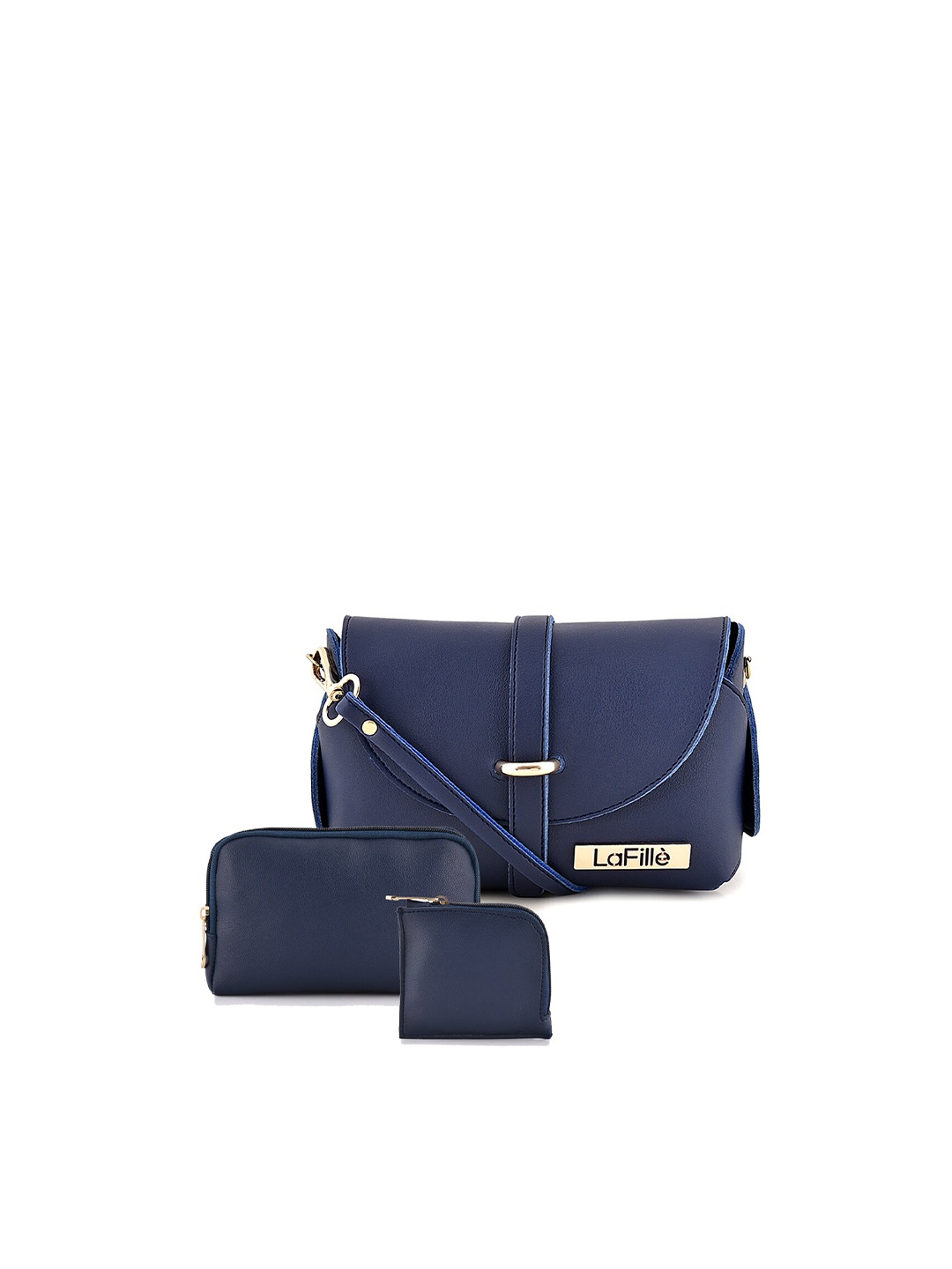 

LaFille Navy Blue PU Structured Sling Bag