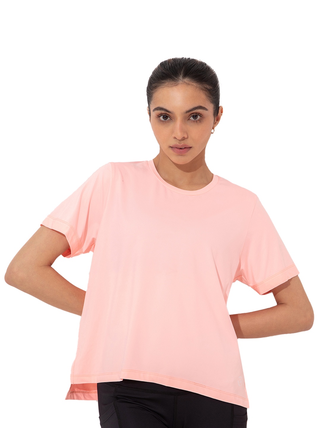 

KICA Women Pink Solid Polyester Reflect Top Side Slit