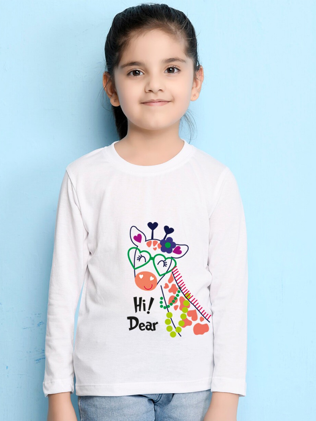 

NUSYL Girls White Printed T-shirt