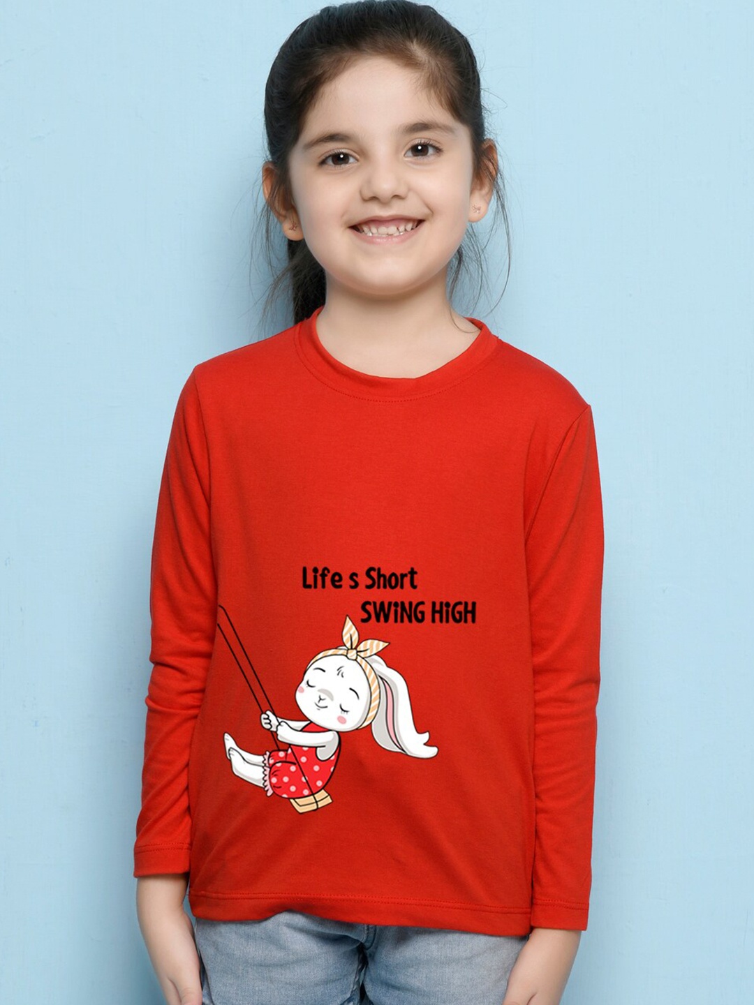 

NUSYL Girls Red Printed T-shirt