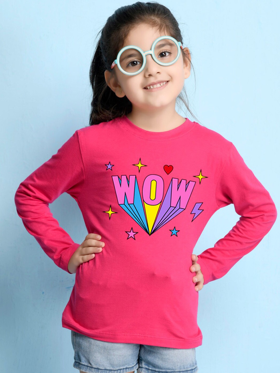 

NUSYL Girls Pink Printed T-shirt