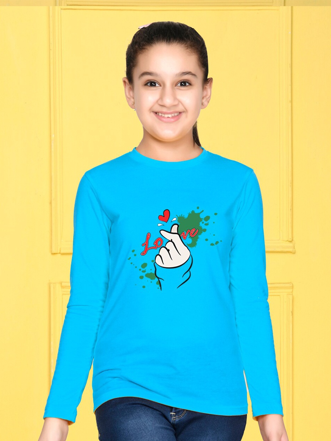 

NUSYL Girls Blue Printed T-shirt