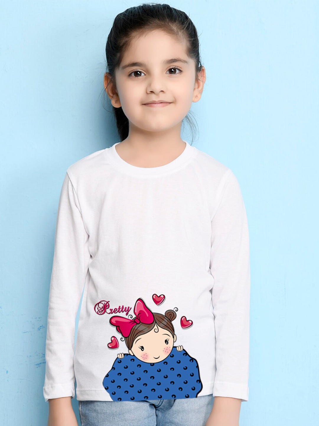 

NUSYL Girls Printed T-shirt, White