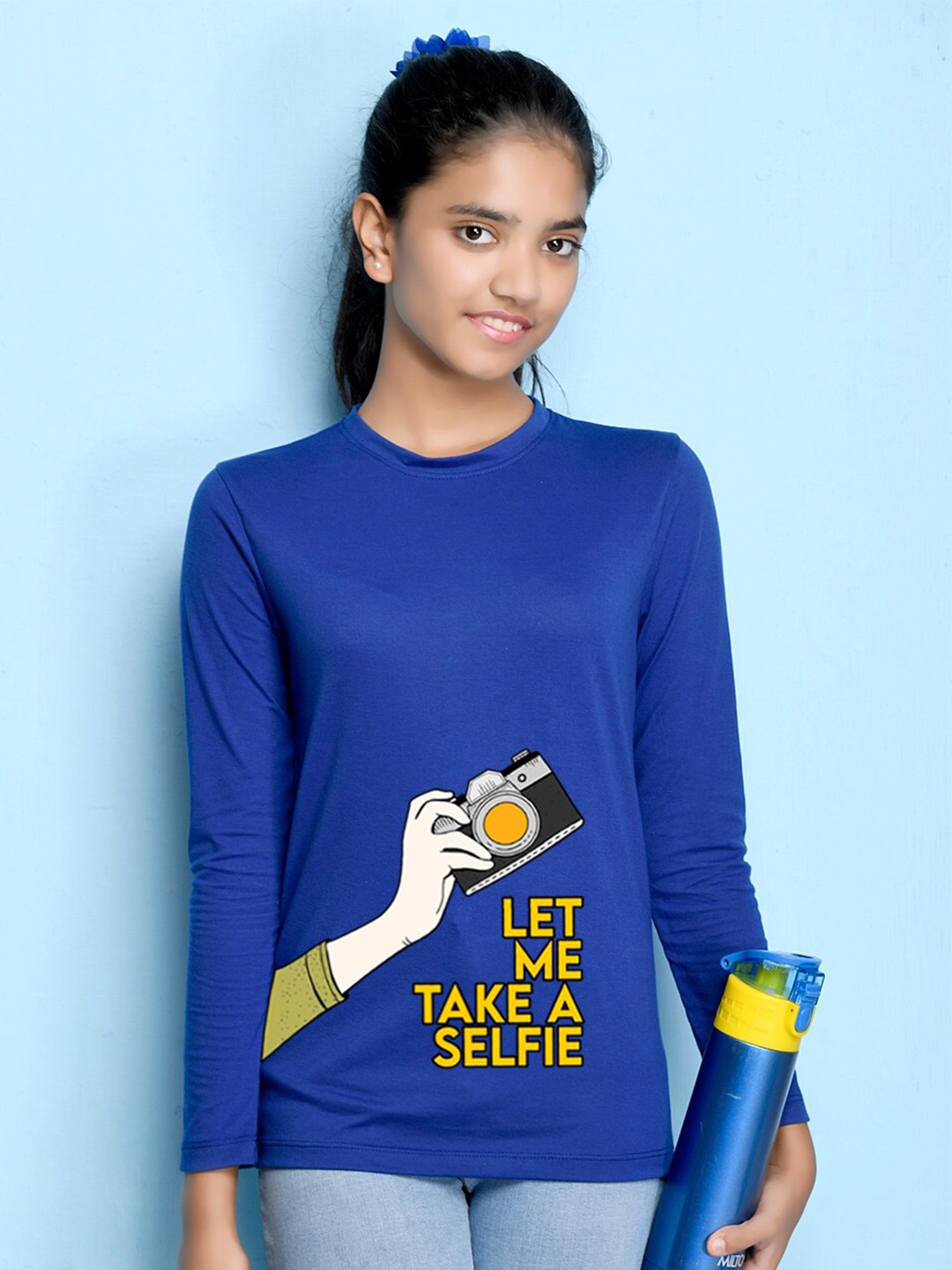 

NUSYL Girls Blue Printed T-shirt