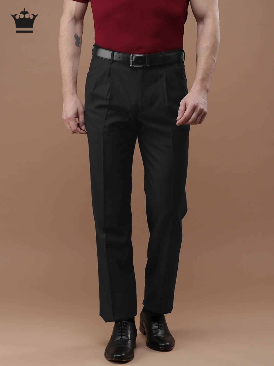 

Louis Philippe Men Black Classic Regular Fit Solid Formal Trousers