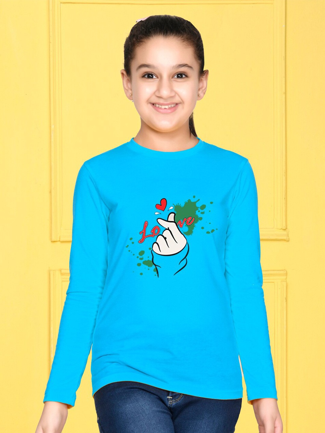 

NUSYL Girls Blue Printed T-shirt