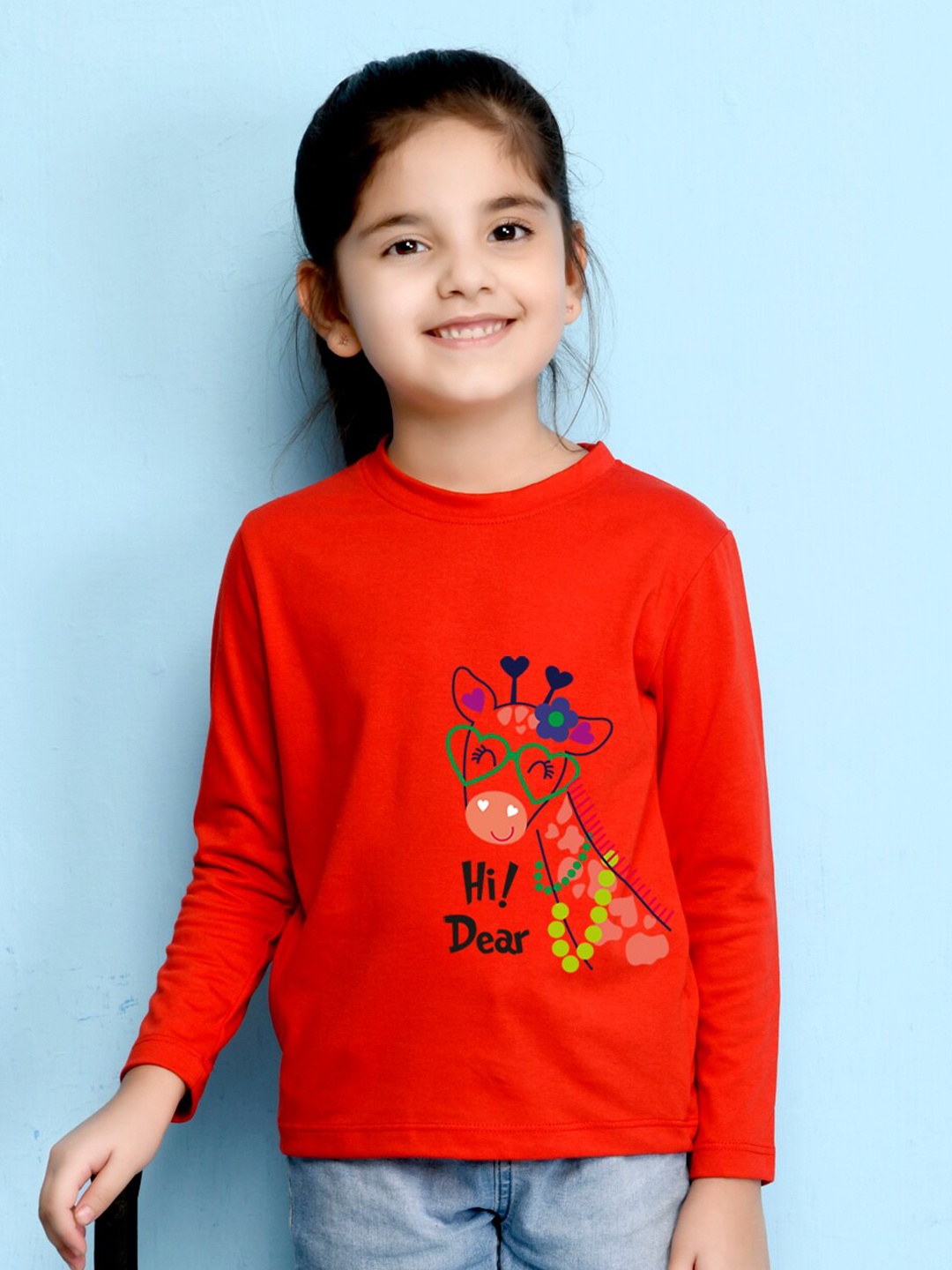 

Nusyl Girls Red Printed T-shirt