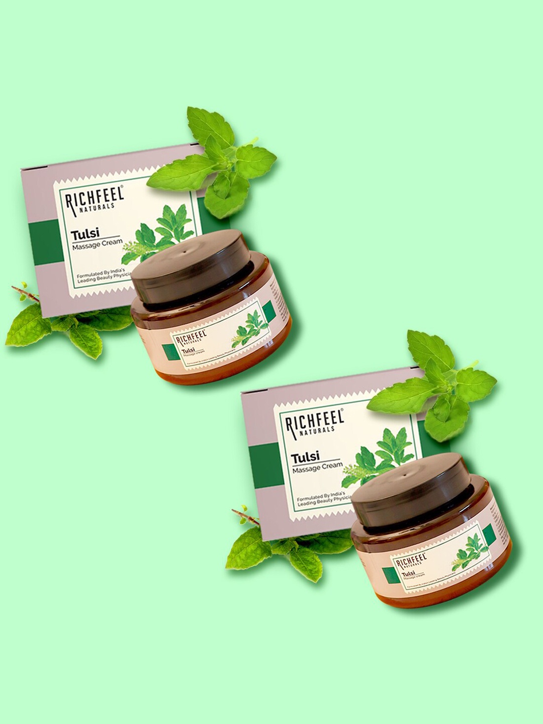 

Richfeel Set Of 2 Tulsi Massage Cream 200gm, White
