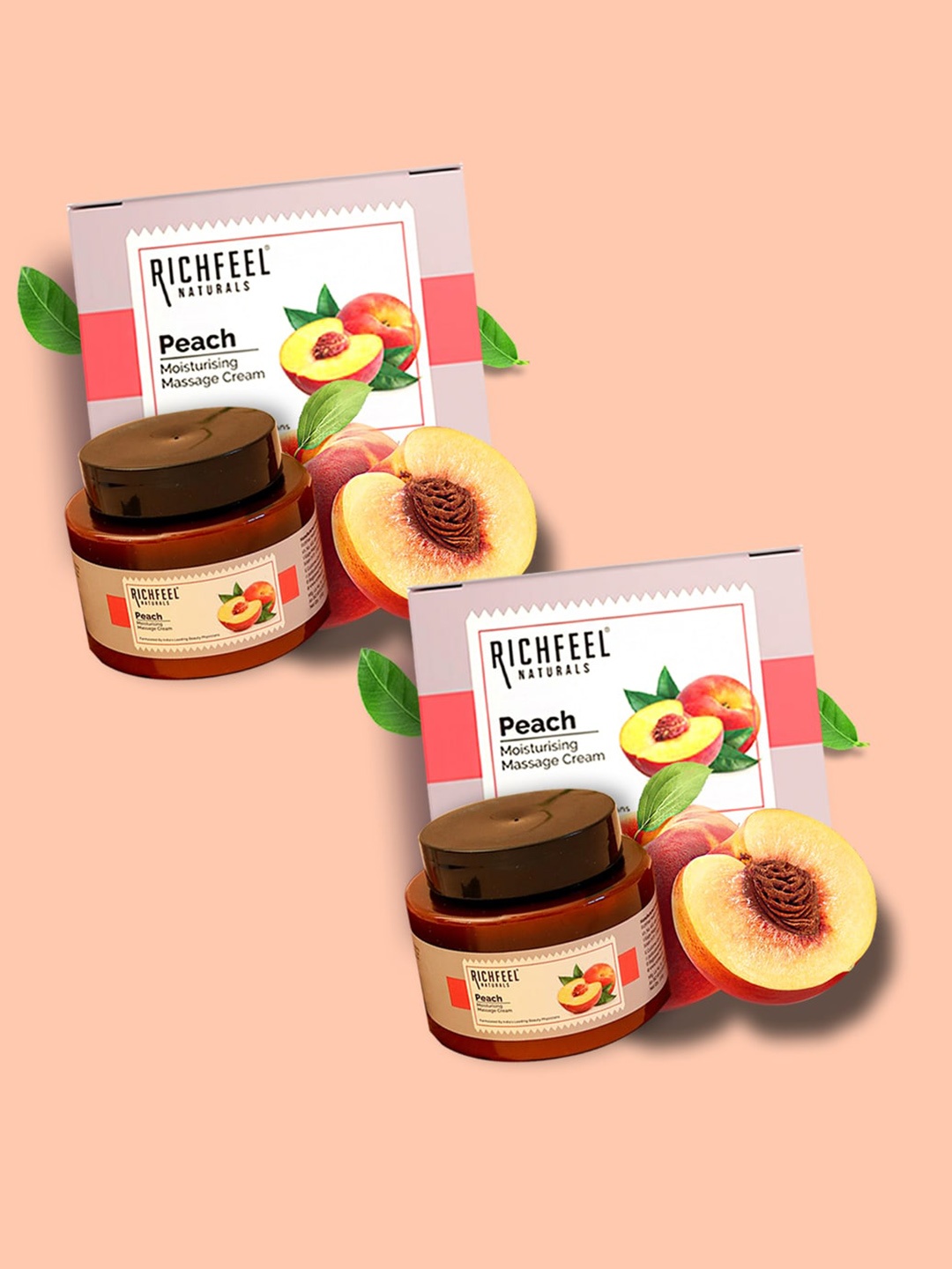 

Richfeel Set of 2 Peach Moisturising Massage Creams - 100 g Each, White