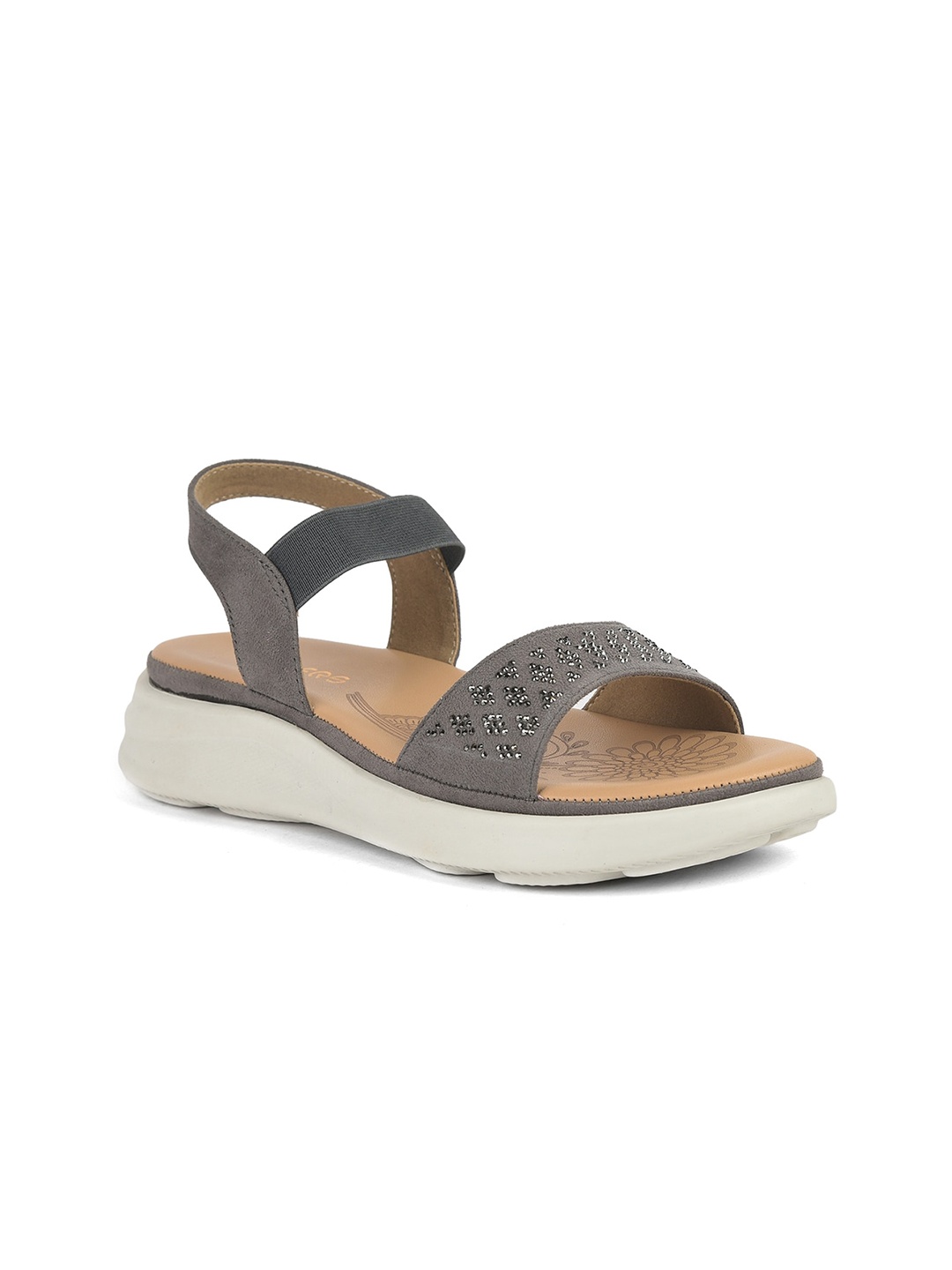 

Liberty Women Embellished Open Toe Flats, Grey