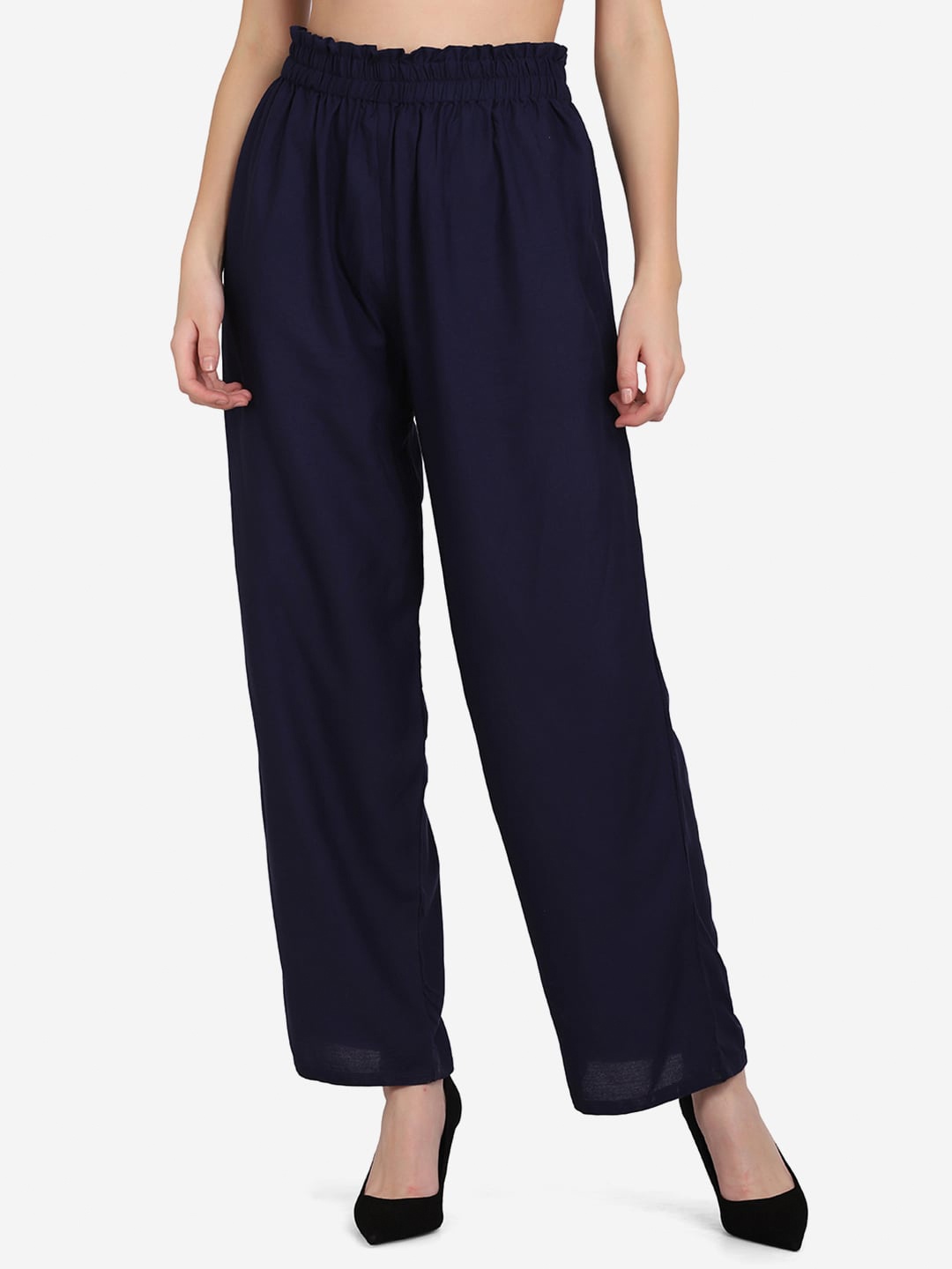 

SAKIA Women Navy Blue Knitted Solid Palazzos