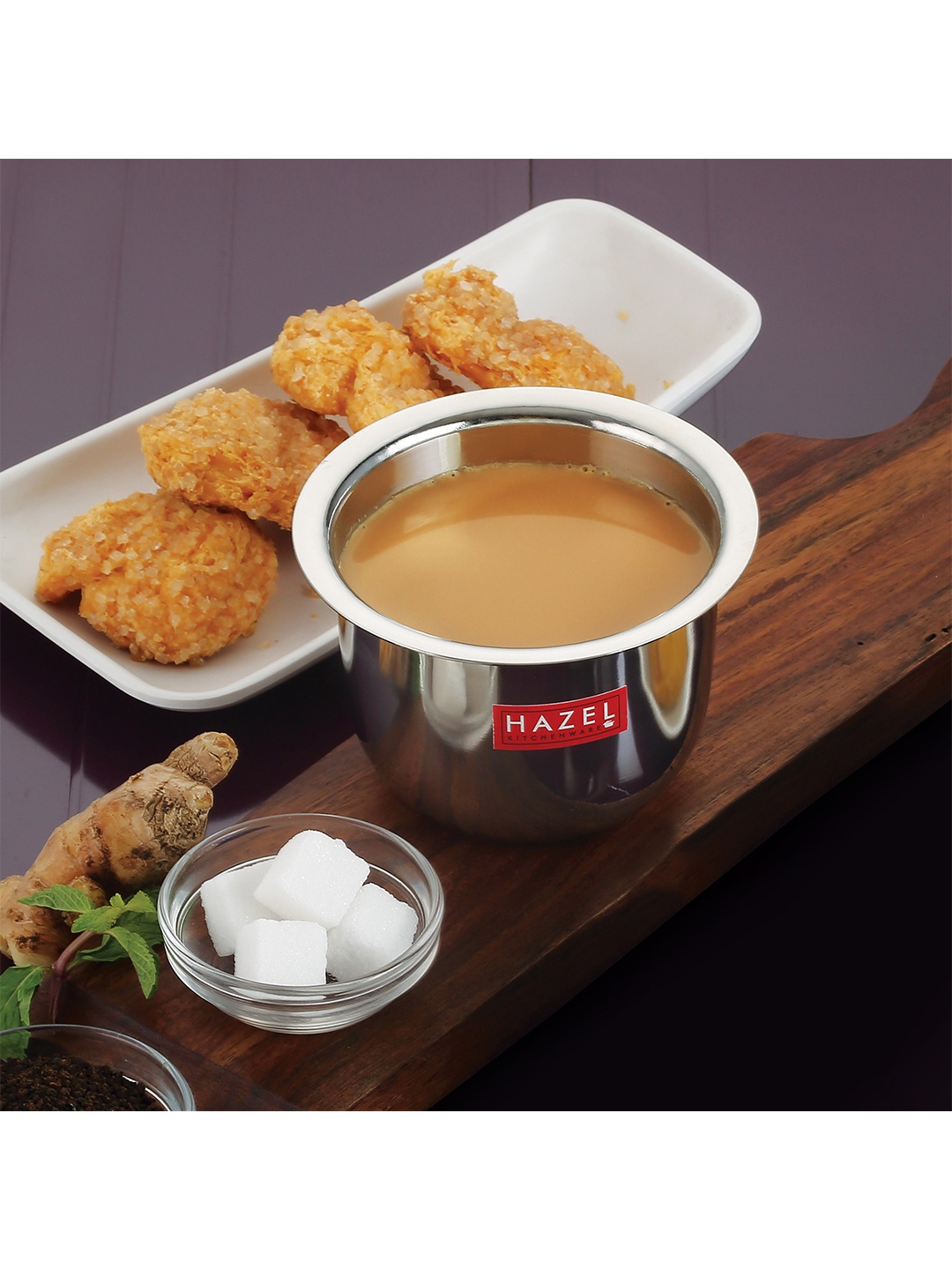 

HAZEL Silver-Toned Solid Stainless Steel Glossy Cup 200 ML