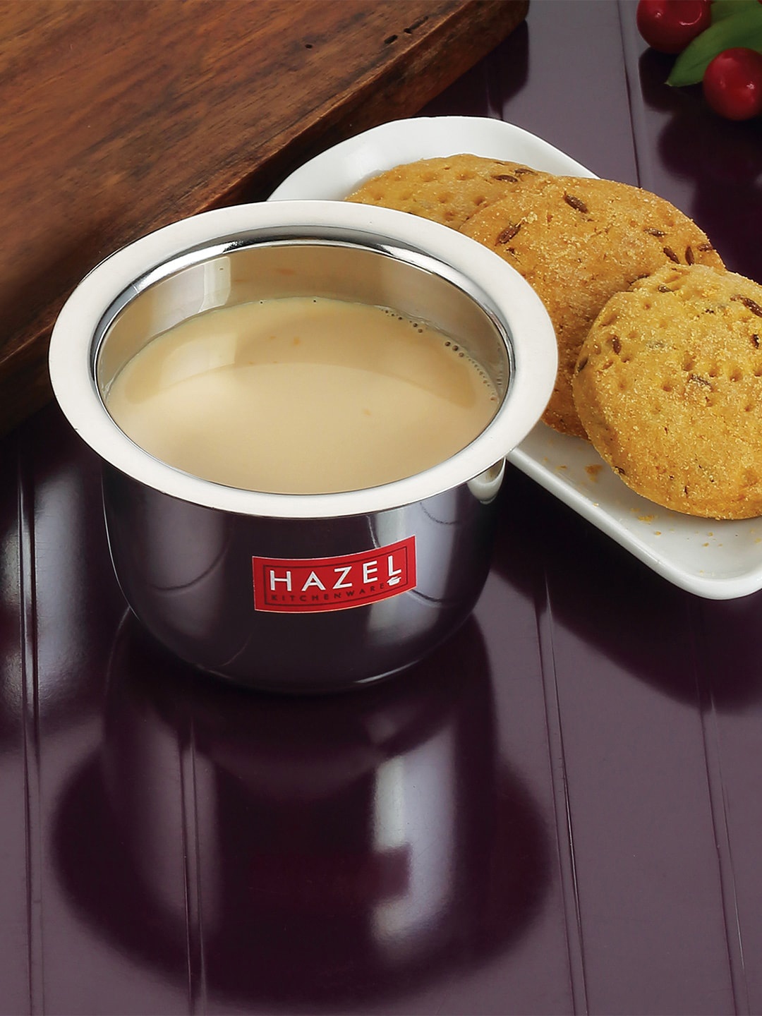 

HAZEL Silver-Toned Set Of 4 Dishwasher Safe Stainless Steel Glossy Cups 100 ml Each