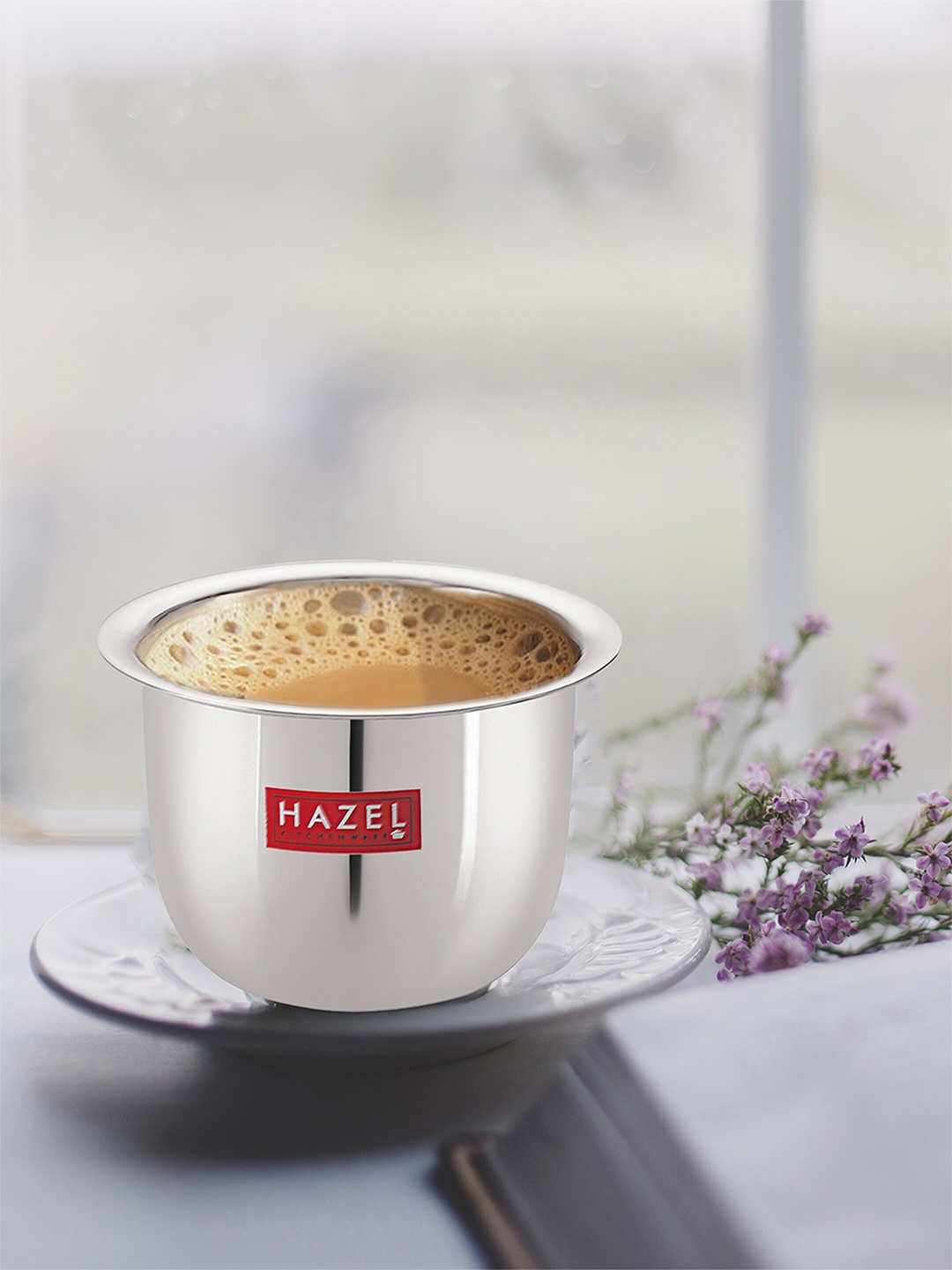 

HAZEL Silver-Toned Set Of 4 Dishwasher Safe Stainless Steel Glossy Cups 200 ml Each