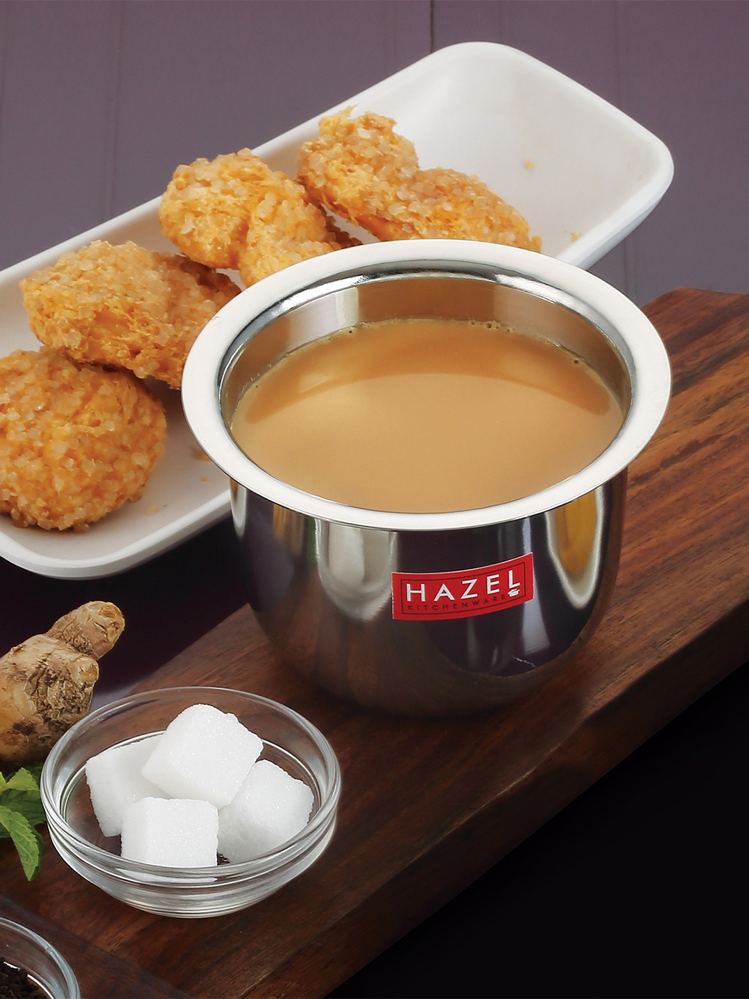 

HAZEL Silver-Toned Set Of 4 Dishwasher Safe Stainless Steel Glossy Cups 200 ml Each
