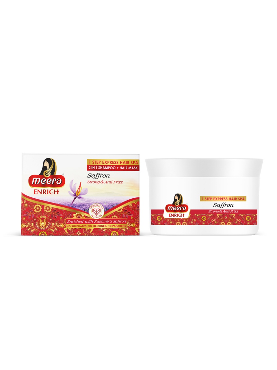 

Meera GOODNESS OF TRADITION Enrich 1 Step Express Hair Spa with Saffron - 200ml, Orange