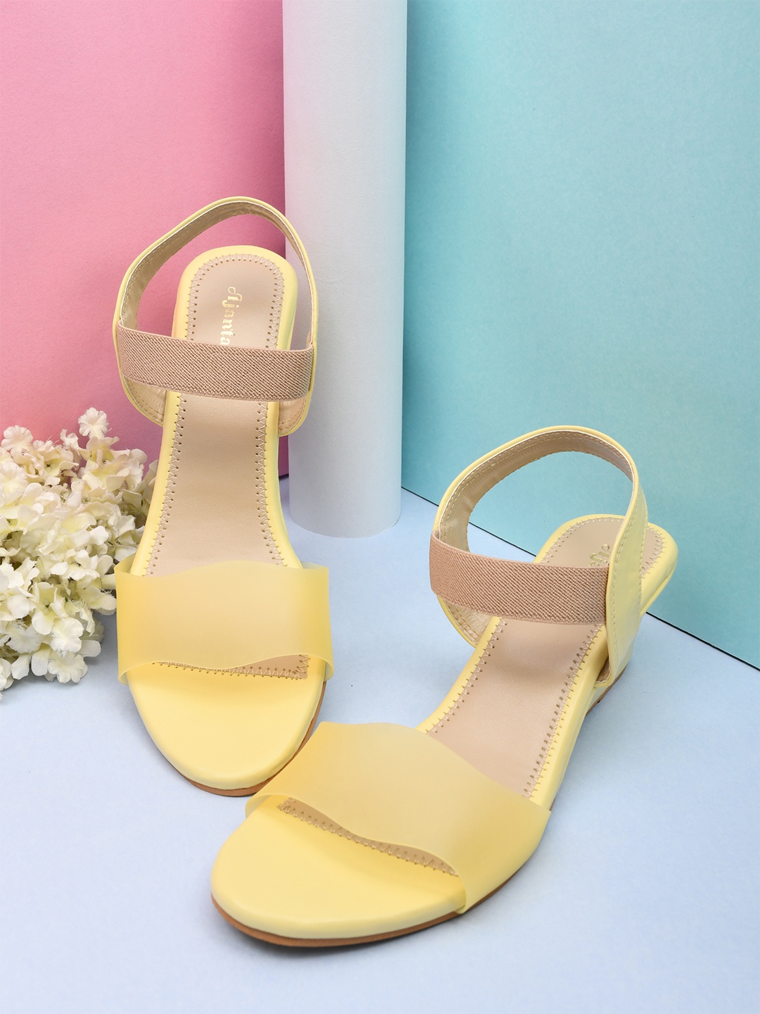 

Ajanta Yellow Wedge Mid-Top Sandals Heels